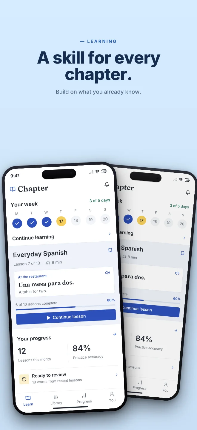 Blueprint palette in Angled Pair, a fictional learning app screenshot example