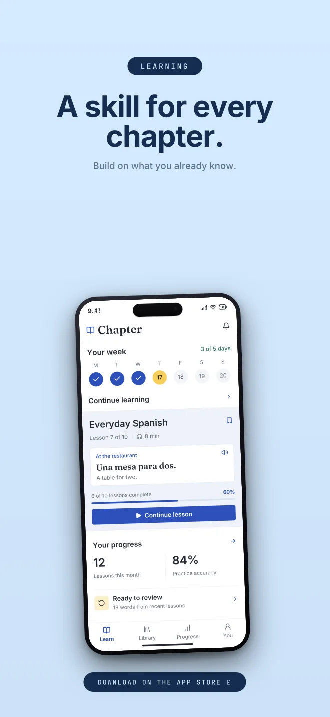 Blueprint palette in Closer Badge, a fictional learning app screenshot example