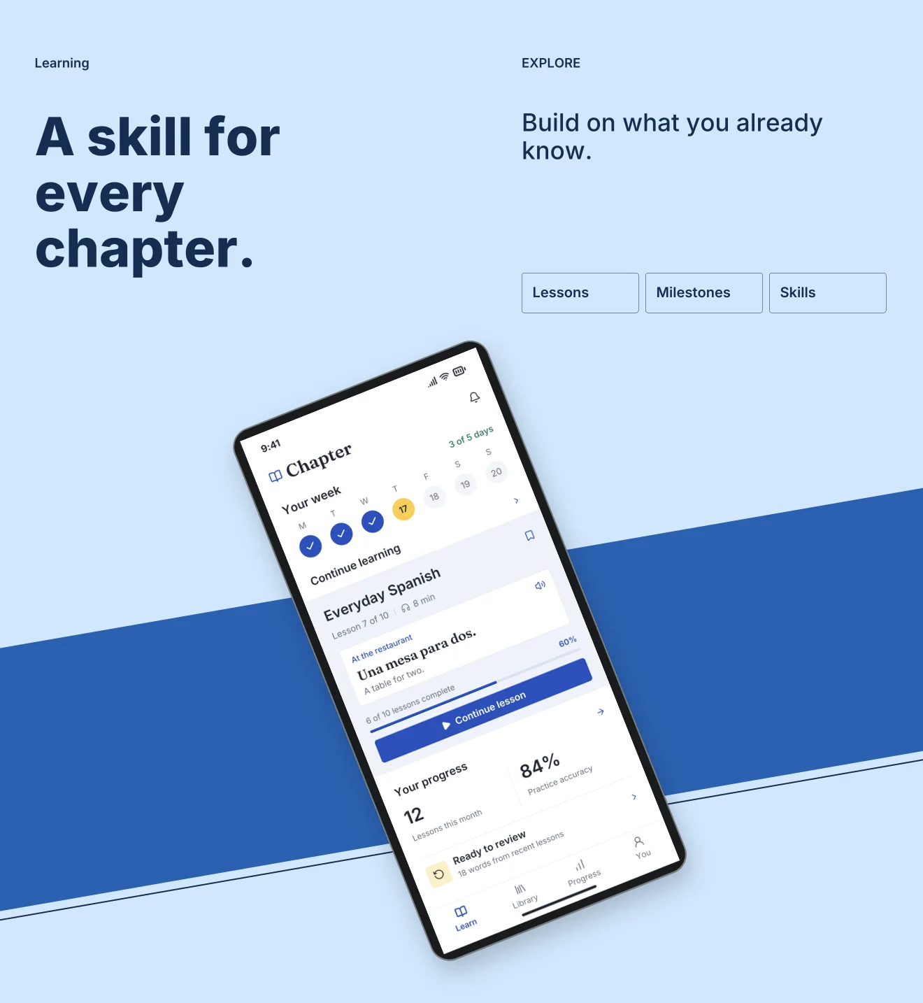 Blueprint palette in Panoramic Pair, a fictional learning app screenshot example