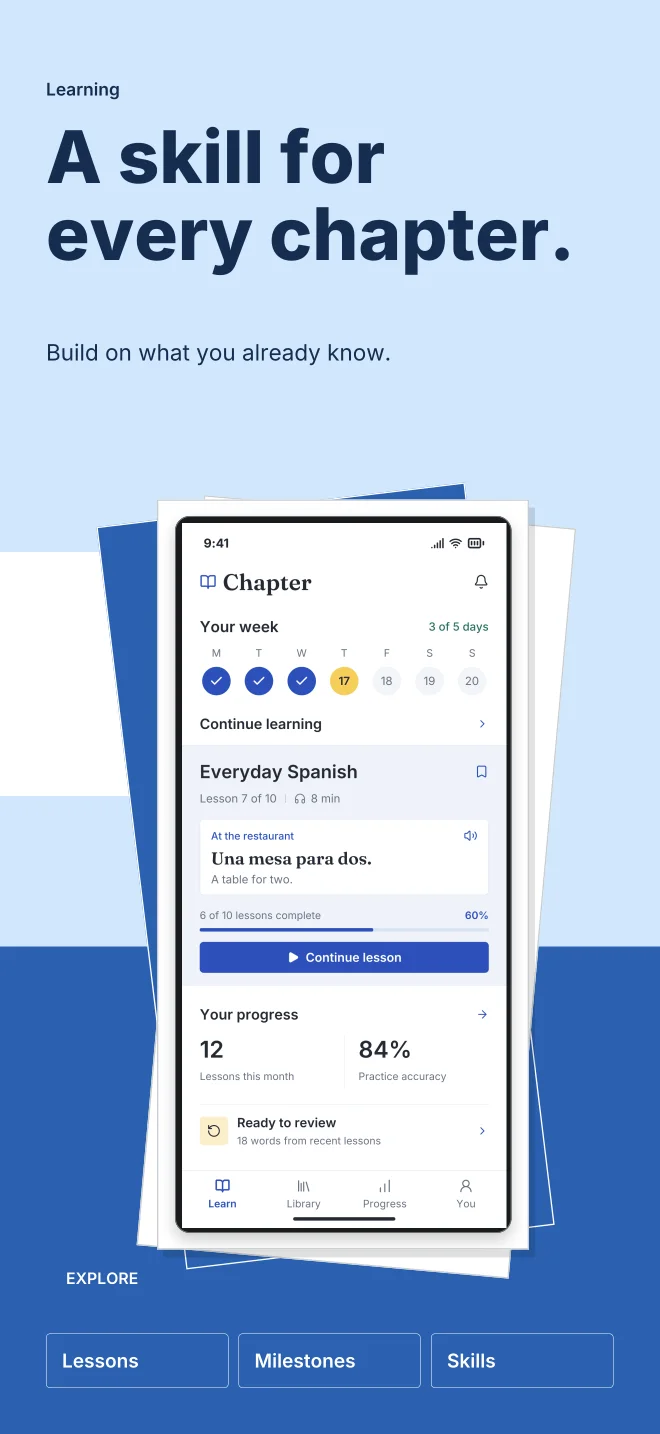 Blueprint palette in Playful Stack, a fictional learning app screenshot example