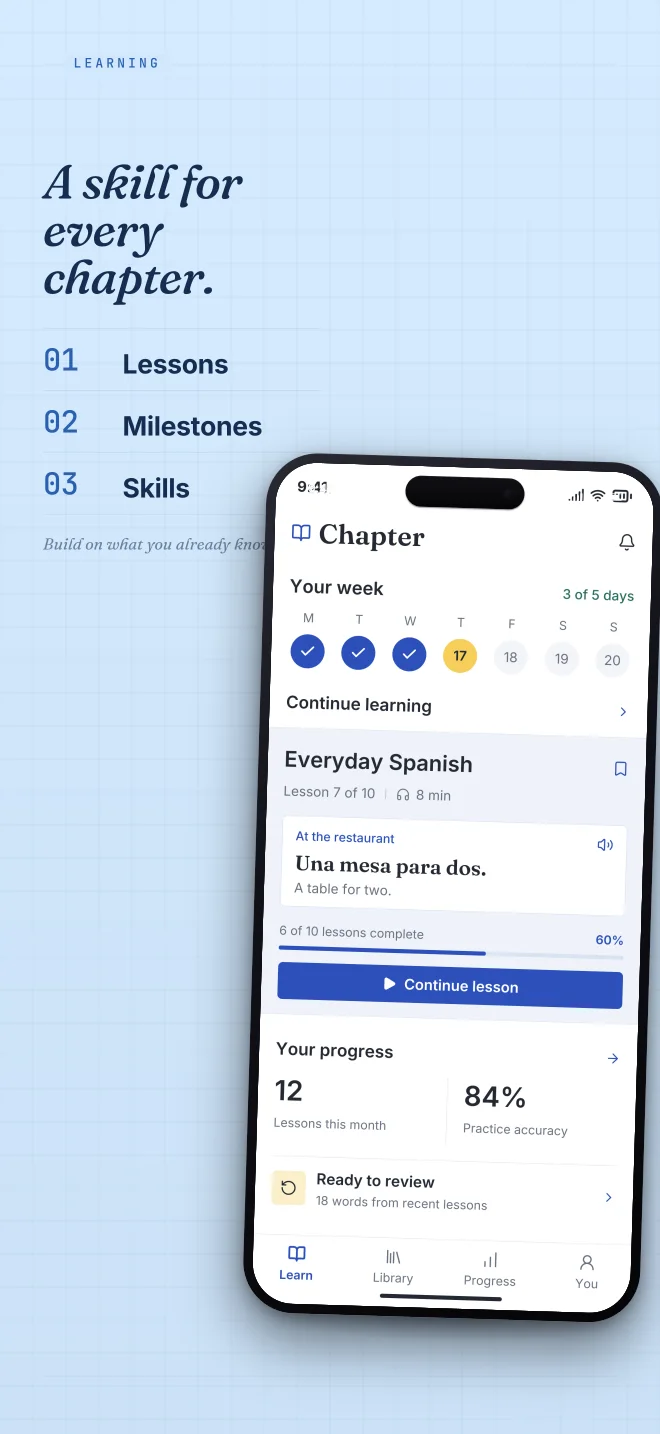 Blueprint palette in Specimen Grid, a fictional learning app screenshot example