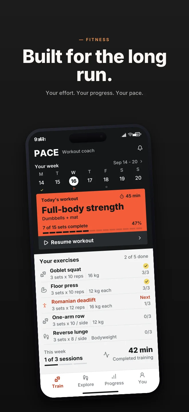 Carbon palette in Hero Lift, a fictional fitness app screenshot example