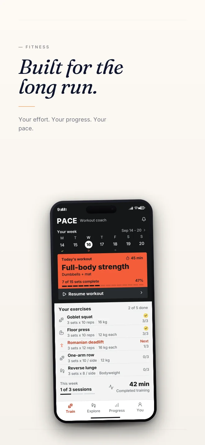 Carbon palette in Minimal, a fictional fitness app screenshot example