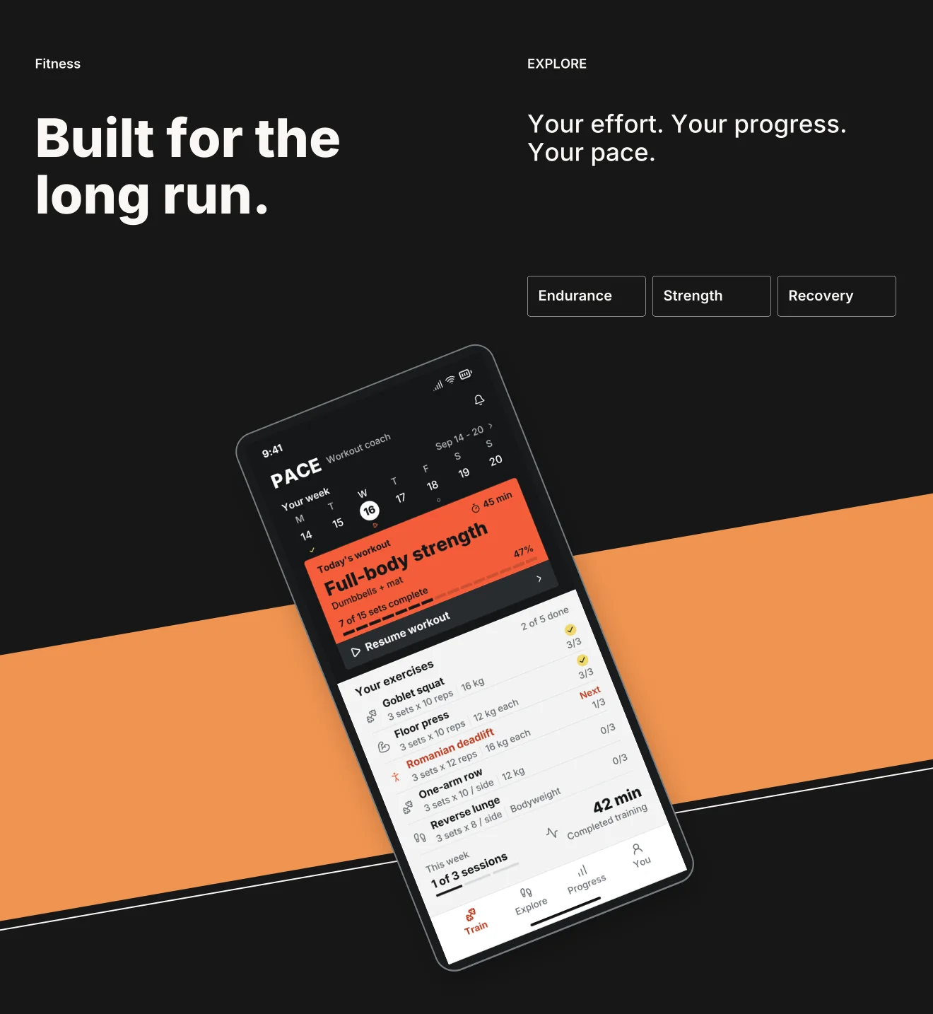 Carbon palette in Panoramic Pair, a fictional fitness app screenshot example