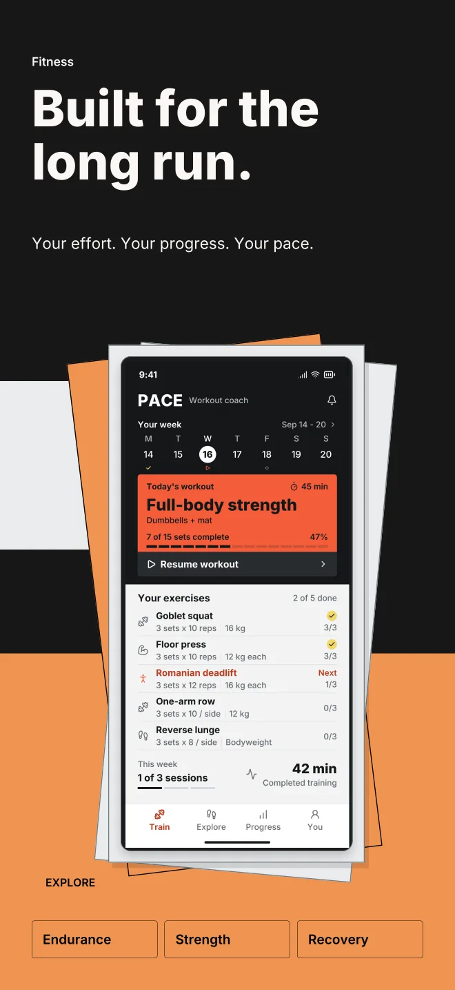 Carbon palette in Playful Stack, a fictional fitness app screenshot example