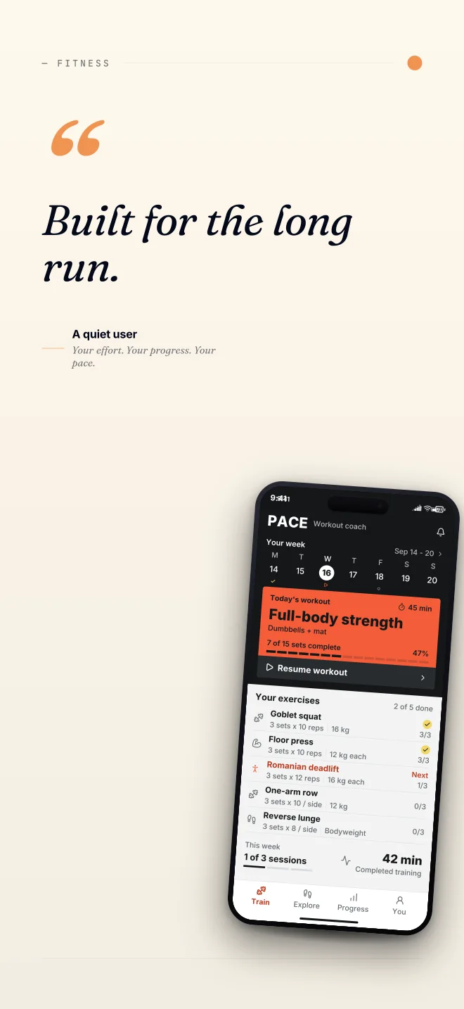 Carbon palette in Quote Card, a fictional fitness app screenshot example