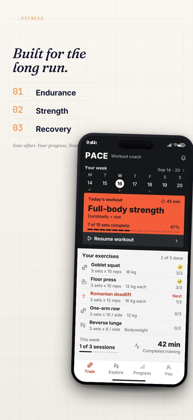 Carbon palette in Specimen Grid, a fictional fitness app screenshot example