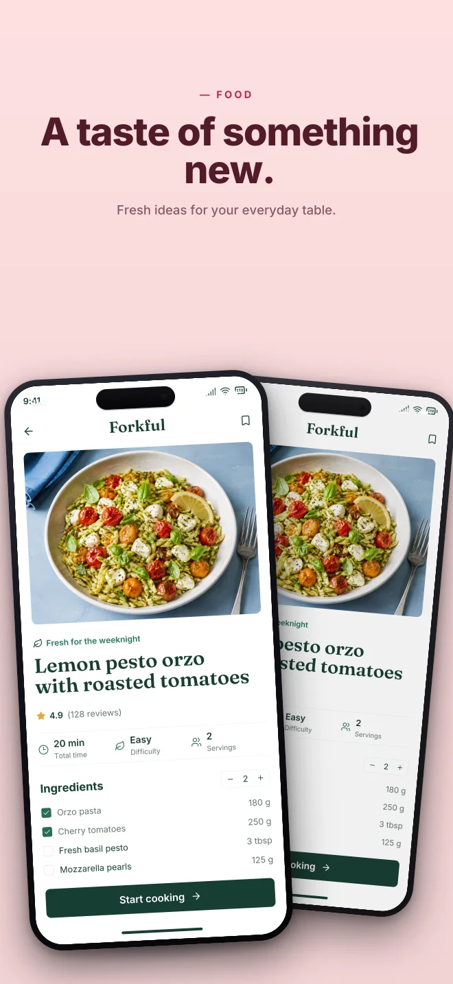 Cherry Pick palette in Angled Pair, a fictional food app screenshot example