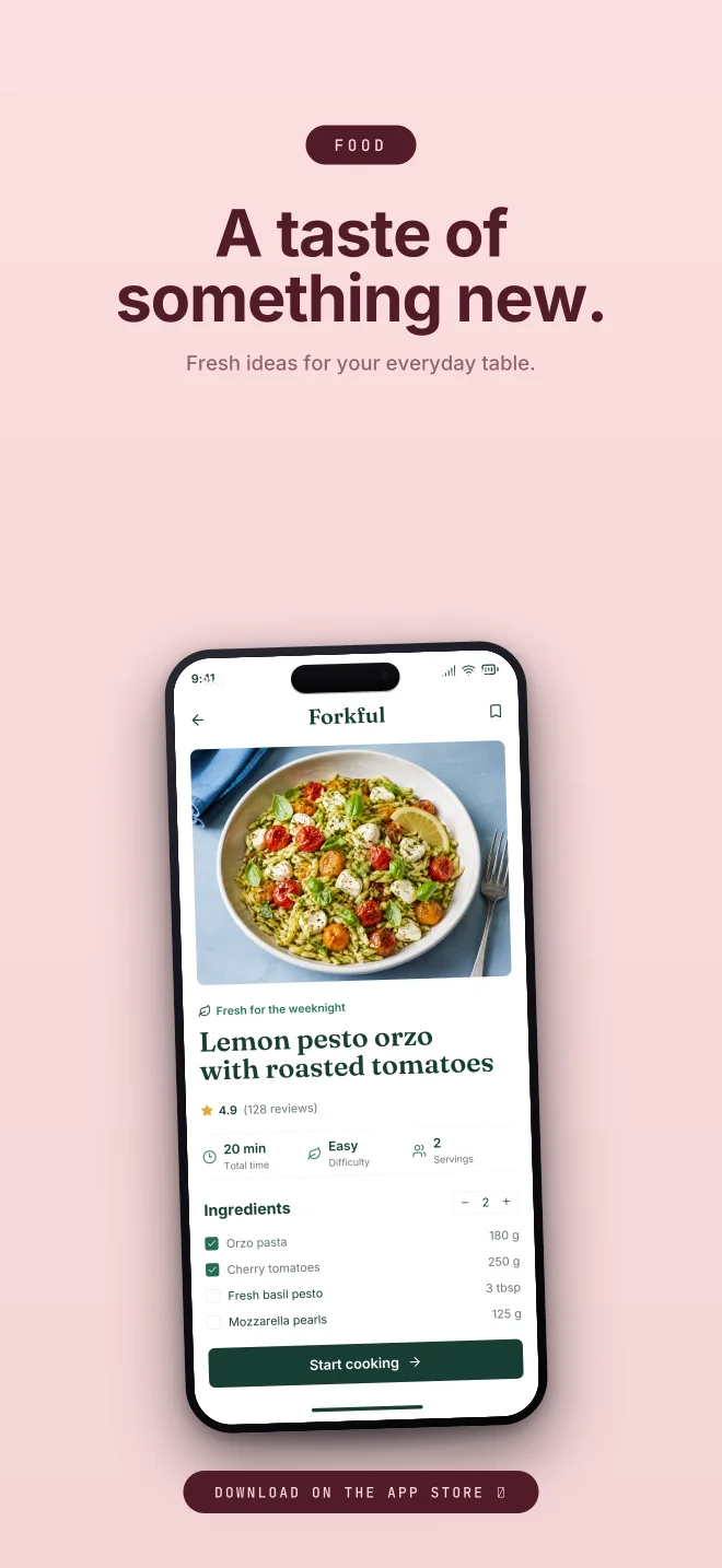 Cherry Pick palette in Closer Badge, a fictional food app screenshot example