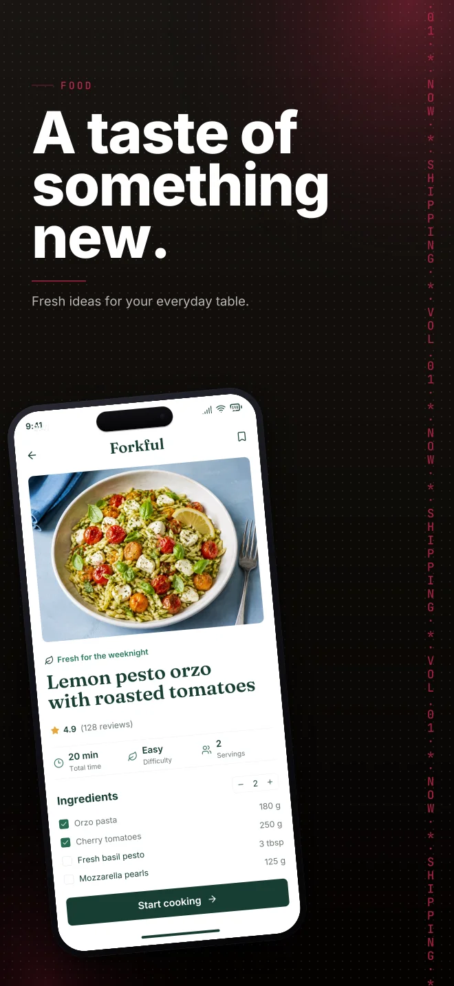 Cherry Pick palette in Marquee Scroll, a fictional food app screenshot example