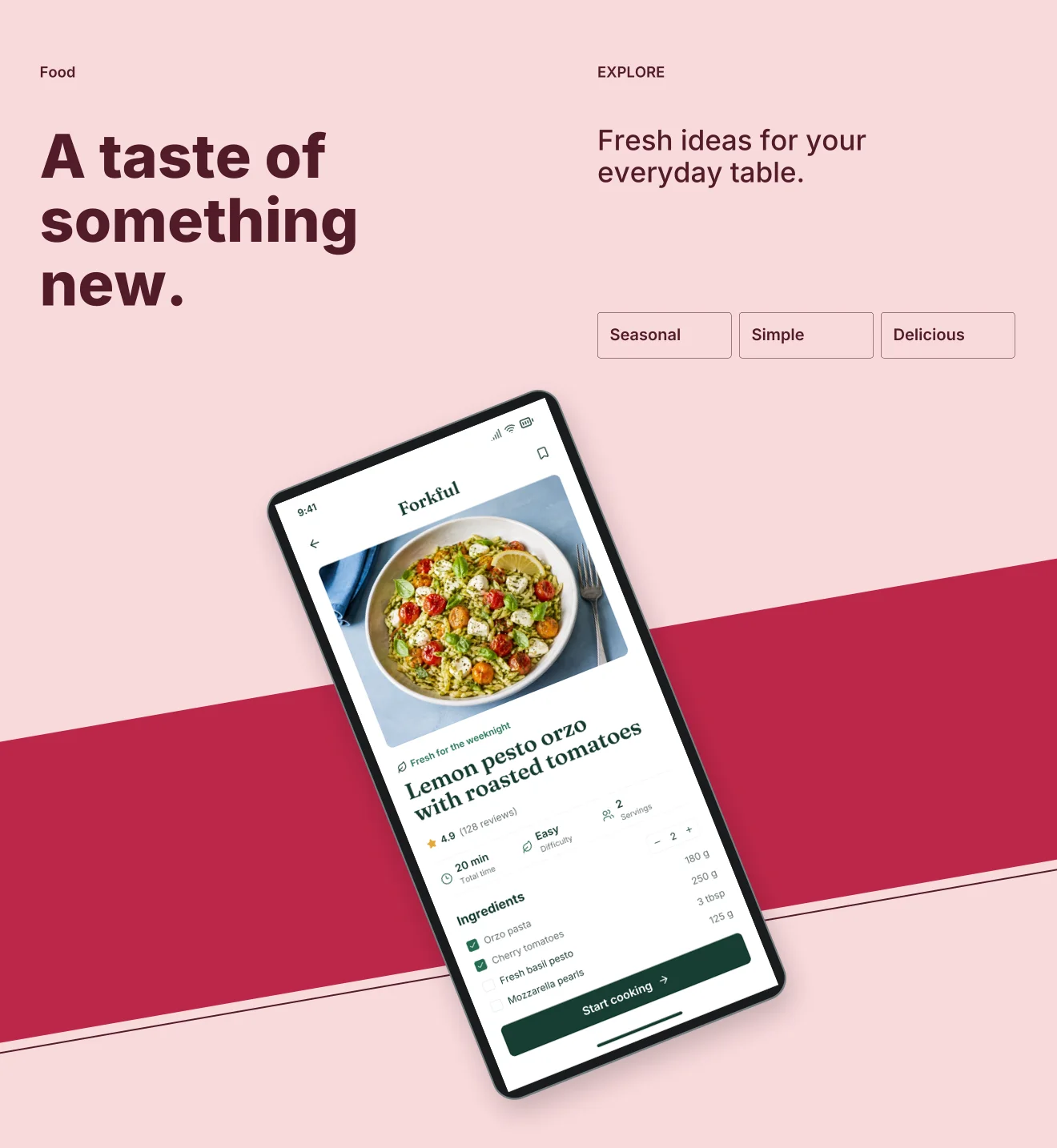 Cherry Pick palette in Panoramic Pair, a fictional food app screenshot example