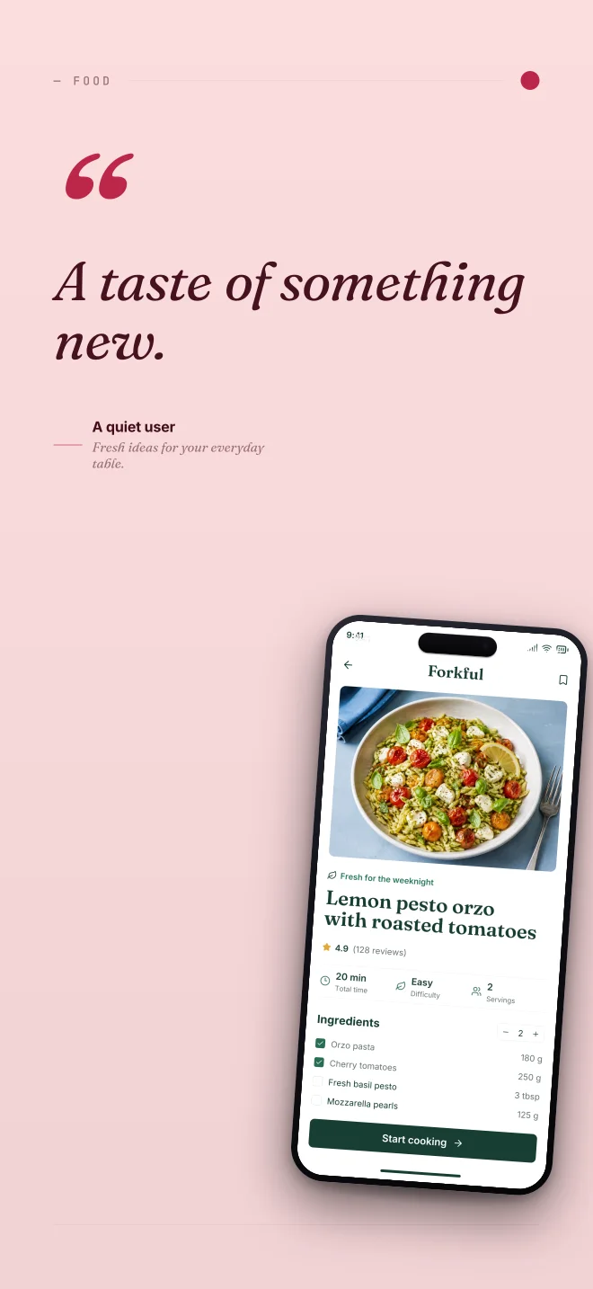 Cherry Pick palette in Quote Card, a fictional food app screenshot example