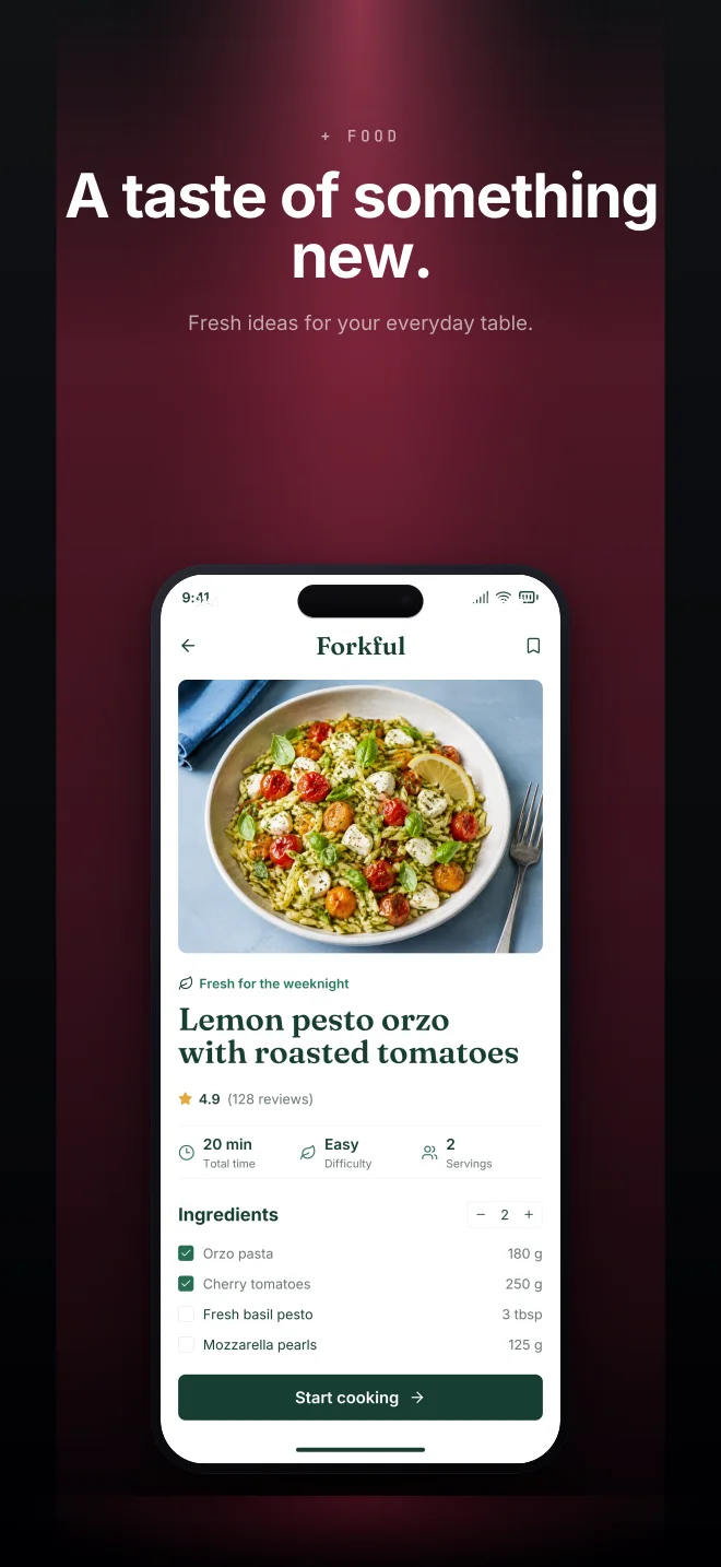 Cherry Pick palette in Spotlight Vault, a fictional food app screenshot example