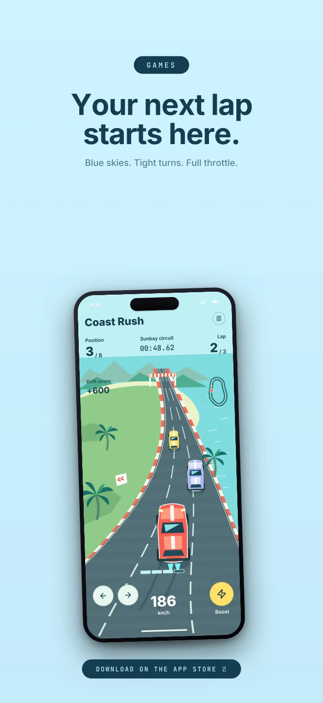 Coast Air palette in Closer Badge, a fictional games app screenshot example