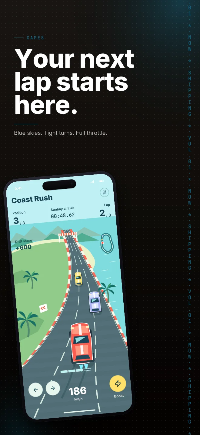 Coast Air palette in Marquee Scroll, a fictional games app screenshot example