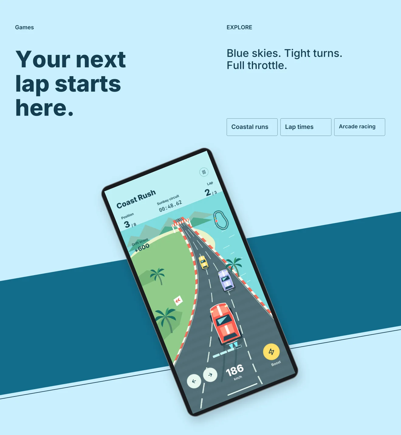 Coast Air palette in Panoramic Pair, a fictional games app screenshot example