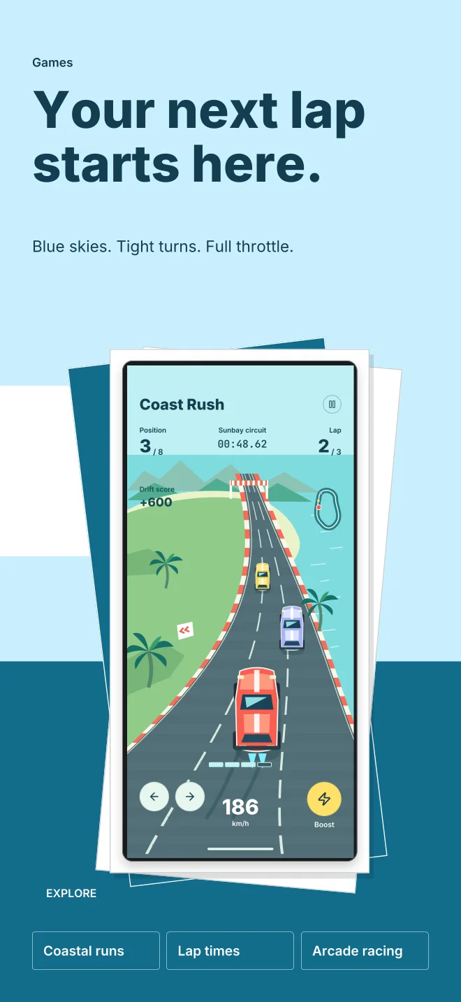 Coast Air palette in Playful Stack, a fictional games app screenshot example