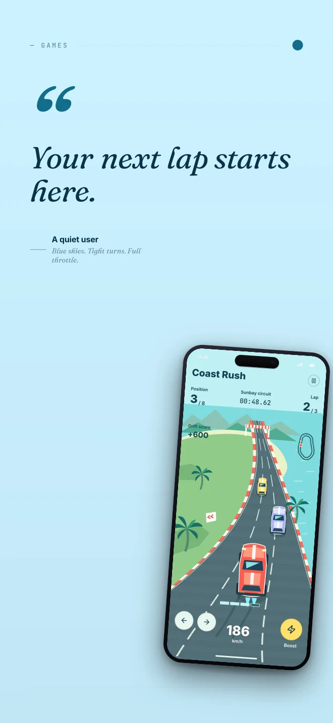 Coast Air palette in Quote Card, a fictional games app screenshot example