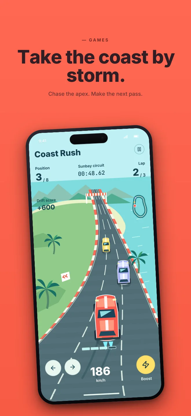 Coast Rush palette in Hero Lift, a fictional games app screenshot example