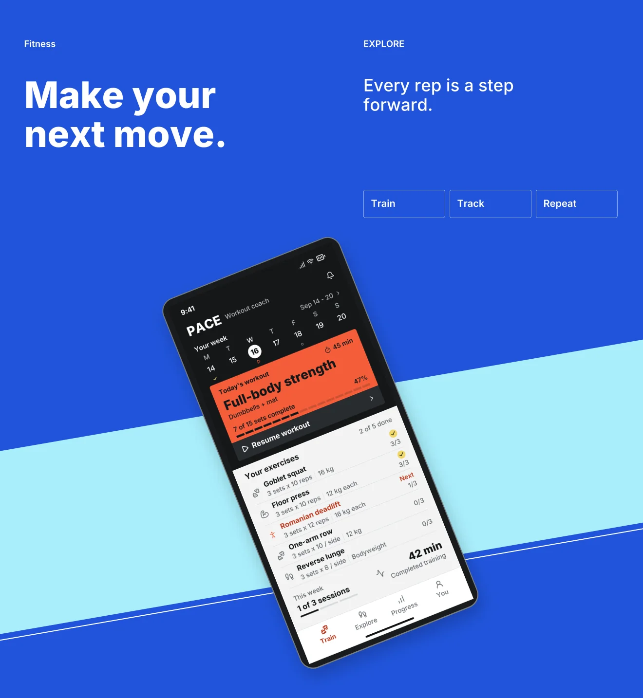 Cobalt palette in Panoramic Pair, a fictional fitness app screenshot example