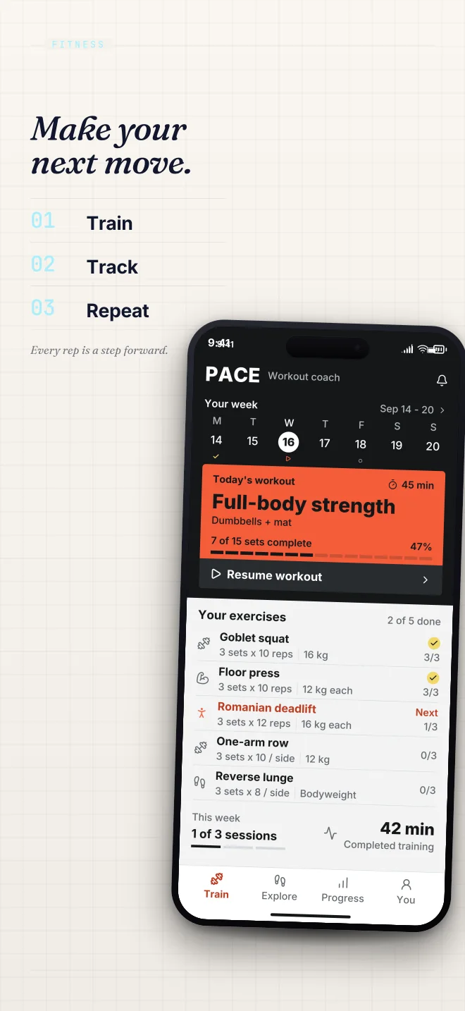 Cobalt palette in Specimen Grid, a fictional fitness app screenshot example
