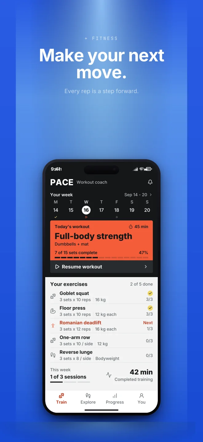 Cobalt palette in Spotlight Vault, a fictional fitness app screenshot example