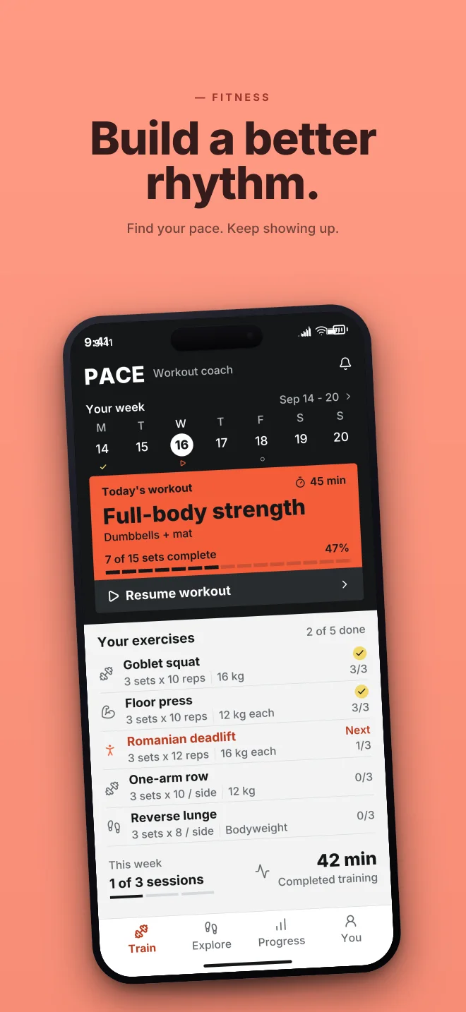 Coral Club palette in Hero Lift, a fictional fitness app screenshot example