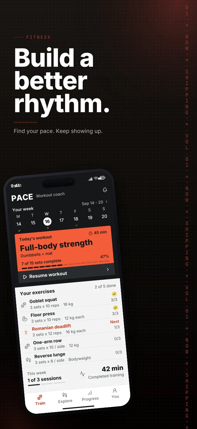 Coral Club palette in Marquee Scroll, a fictional fitness app screenshot example