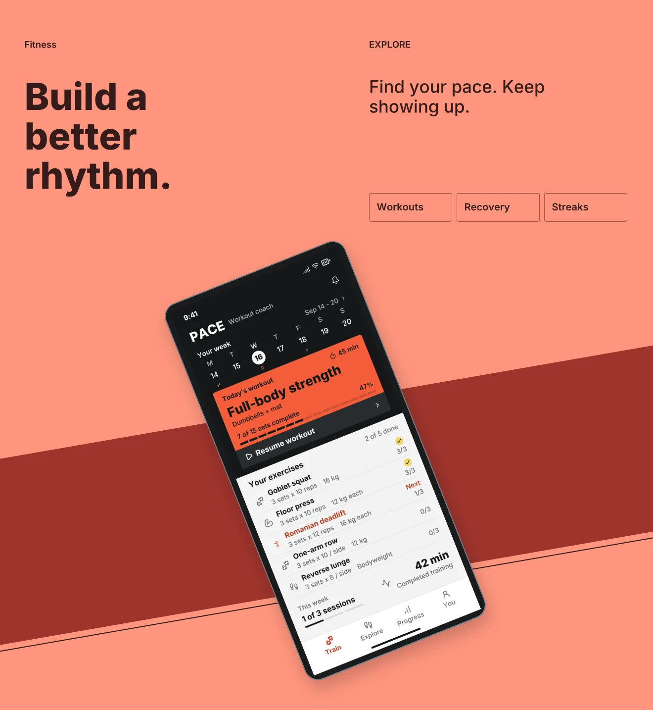 Coral Club palette in Panoramic Pair, a fictional fitness app screenshot example