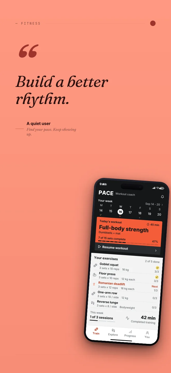 Coral Club palette in Quote Card, a fictional fitness app screenshot example