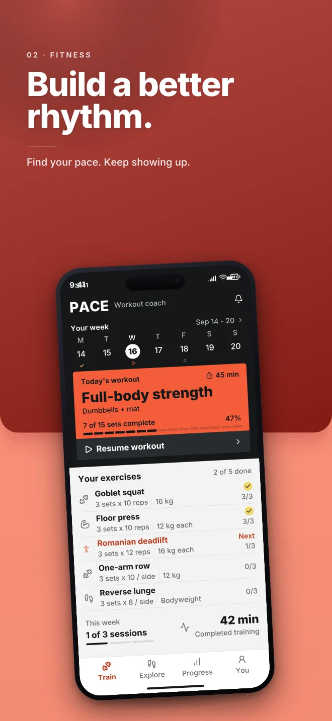 Coral Club palette in Split Bold, a fictional fitness app screenshot example