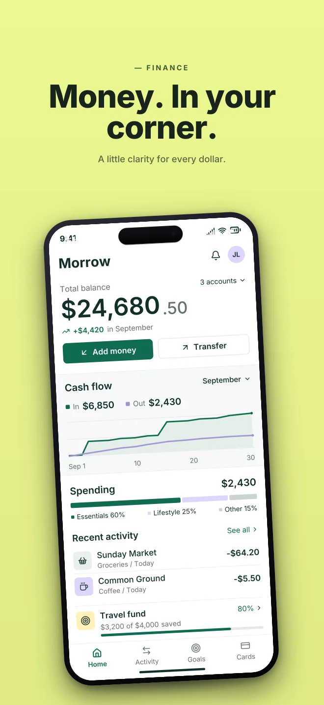 Electric palette in Hero Lift, a fictional finance app screenshot example