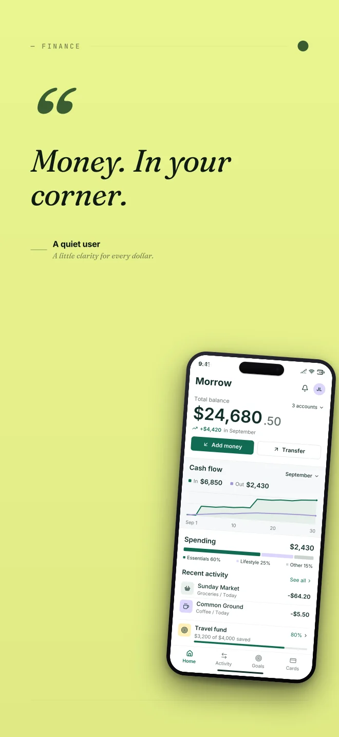 Electric palette in Quote Card, a fictional finance app screenshot example