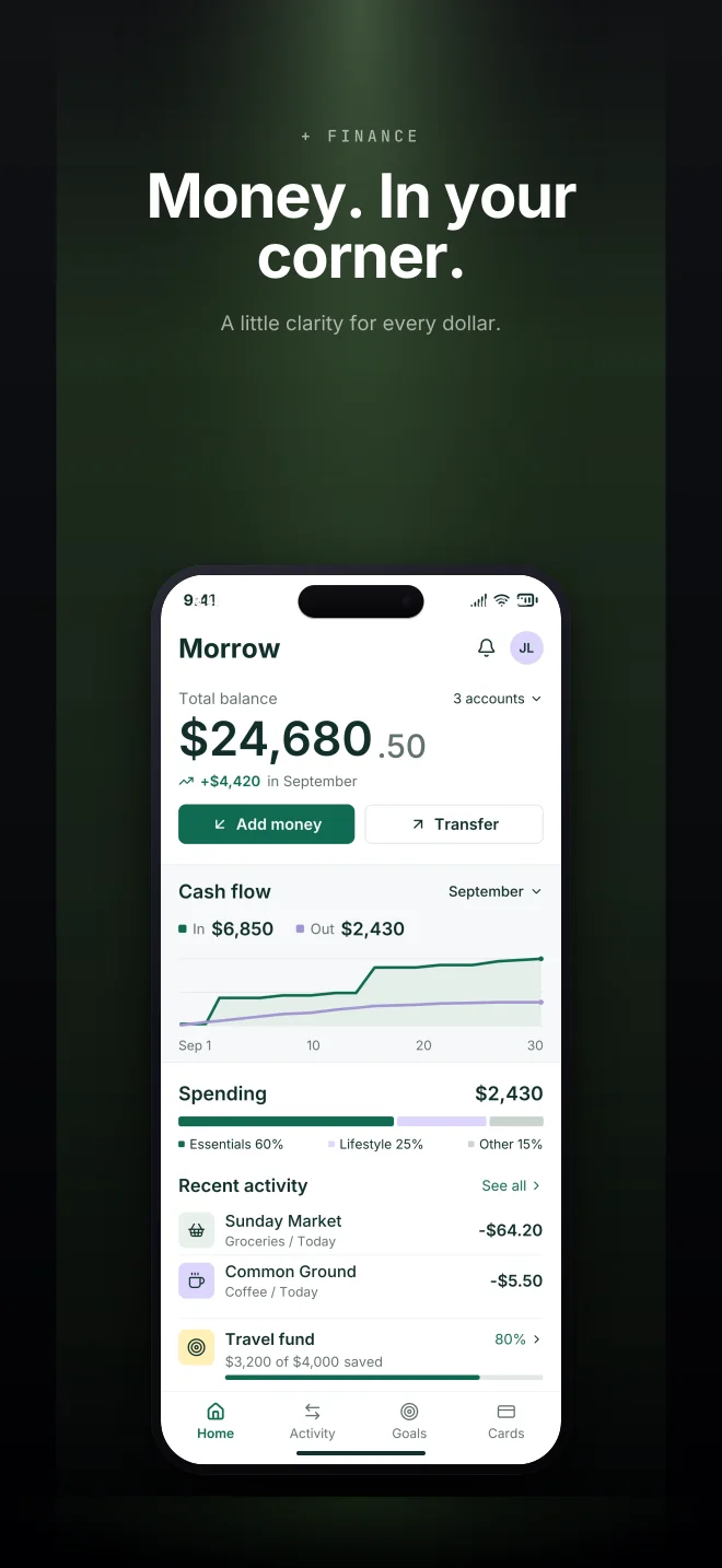 Electric palette in Spotlight Vault, a fictional finance app screenshot example