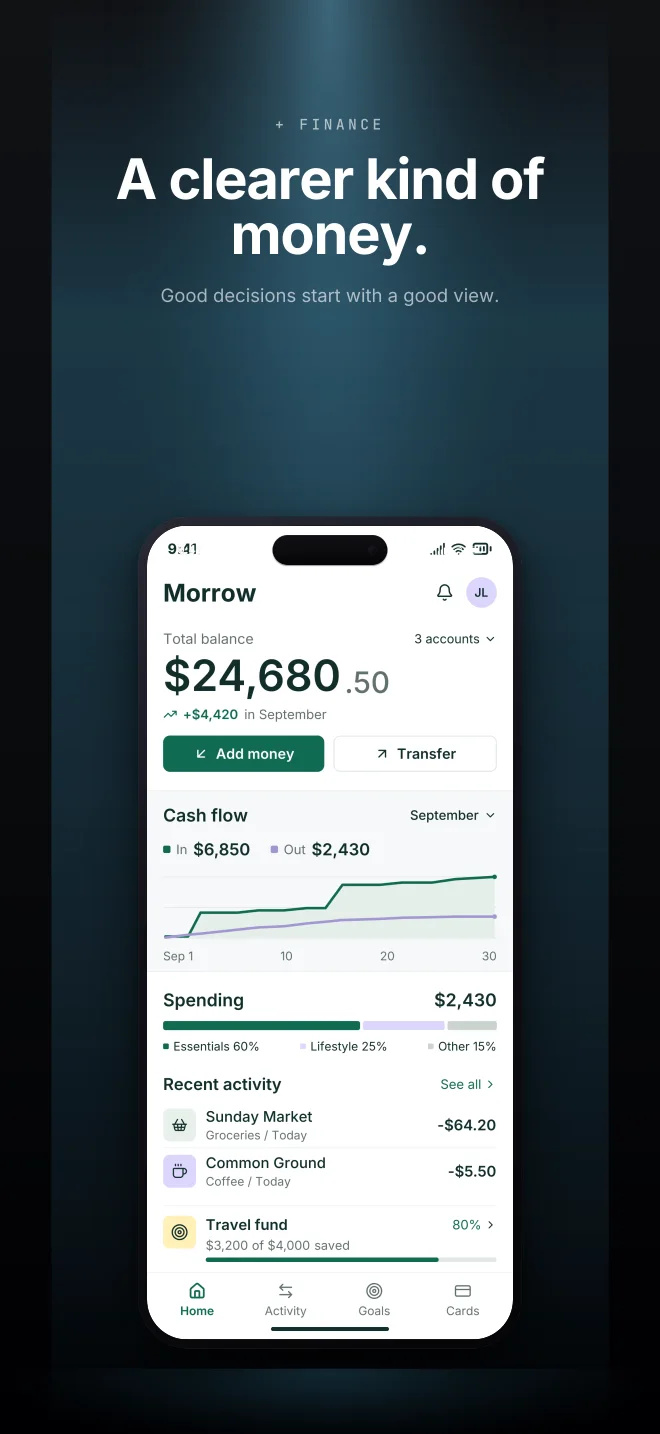 Glacier palette in Spotlight Vault, a fictional finance app screenshot example