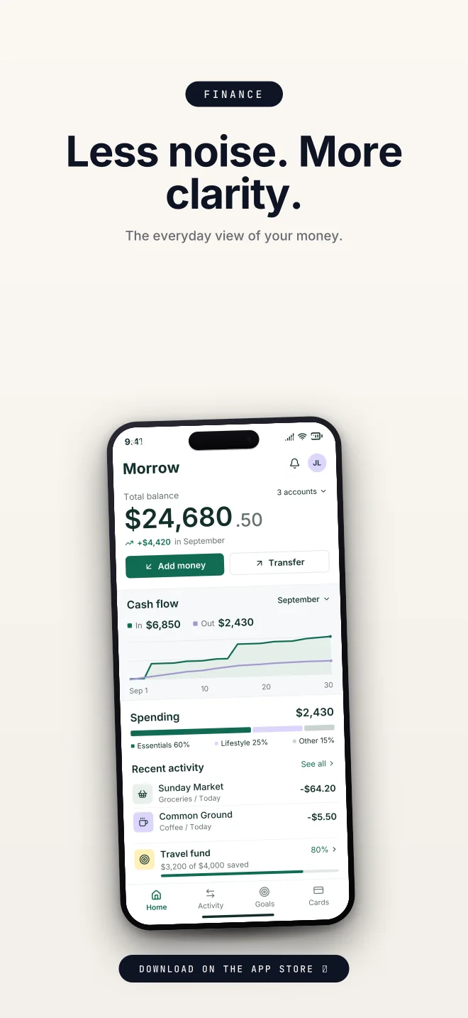 Ink palette in Closer Badge, a fictional finance app screenshot example