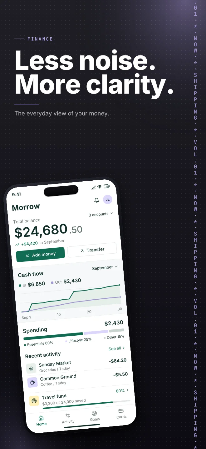 Ink palette in Marquee Scroll, a fictional finance app screenshot example