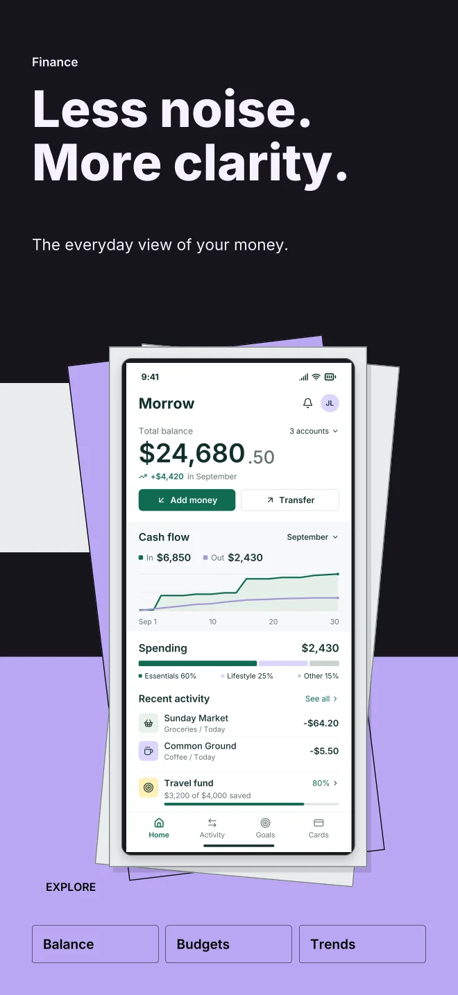 Ink palette in Playful Stack, a fictional finance app screenshot example