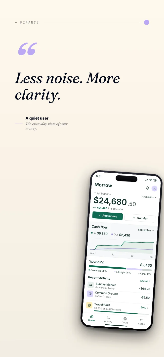 Ink palette in Quote Card, a fictional finance app screenshot example
