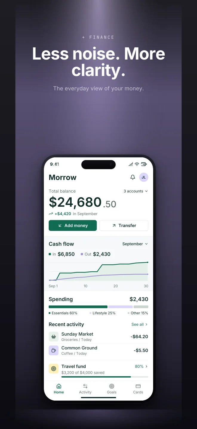 Ink palette in Spotlight Vault, a fictional finance app screenshot example