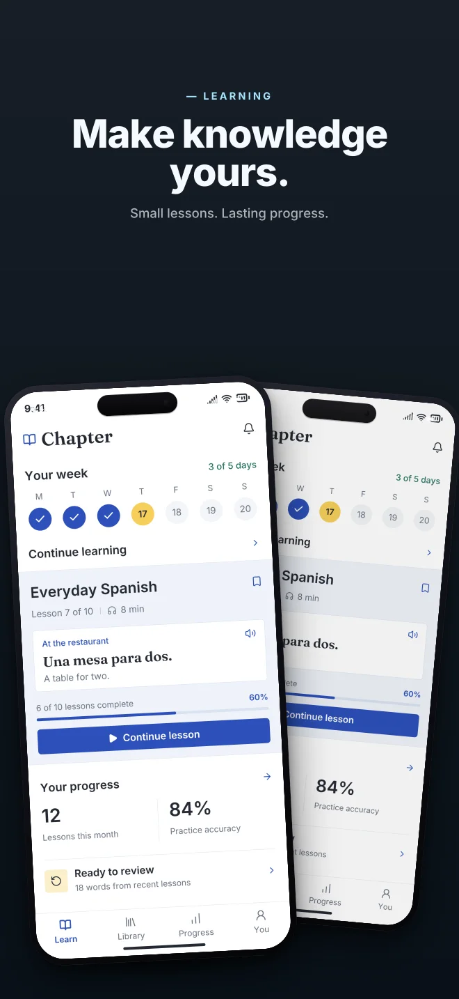Midnight palette in Angled Pair, a fictional learning app screenshot example