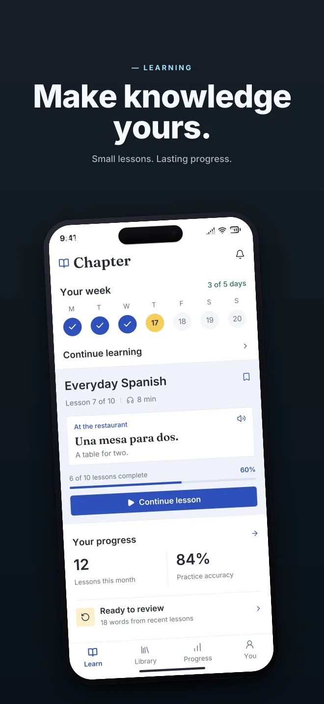 Midnight palette in Hero Lift, a fictional learning app screenshot example