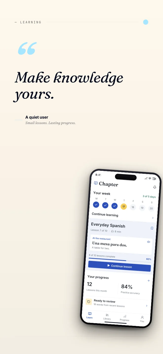 Midnight palette in Quote Card, a fictional learning app screenshot example