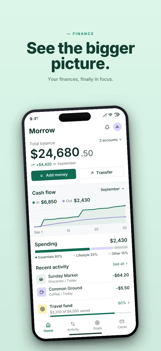 Mint Condition palette in Hero Lift, a fictional finance app screenshot example