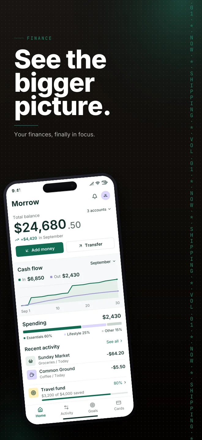 Mint Condition palette in Marquee Scroll, a fictional finance app screenshot example