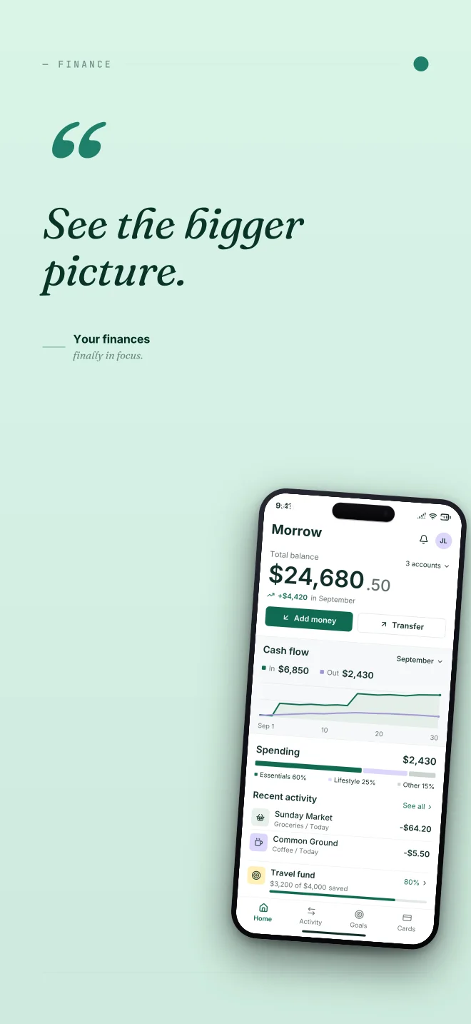 Mint Condition palette in Quote Card, a fictional finance app screenshot example