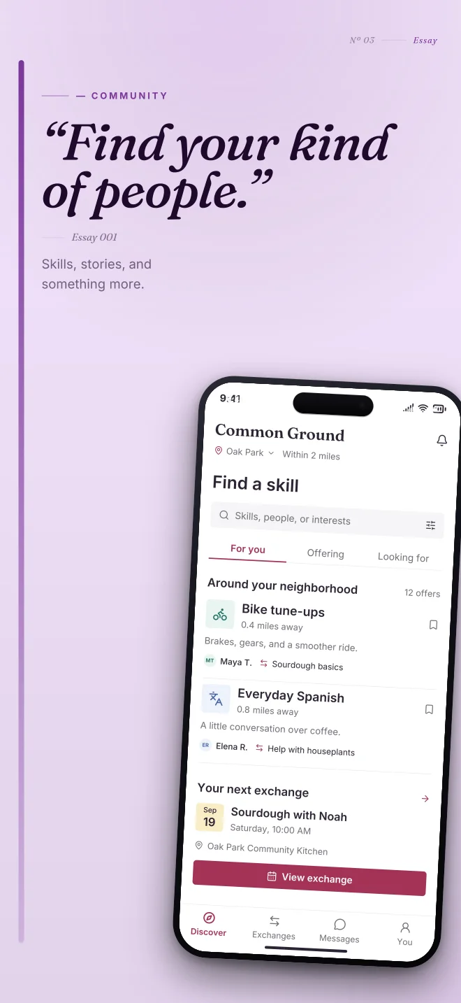 Orchid palette in Editorial, a fictional community app screenshot example