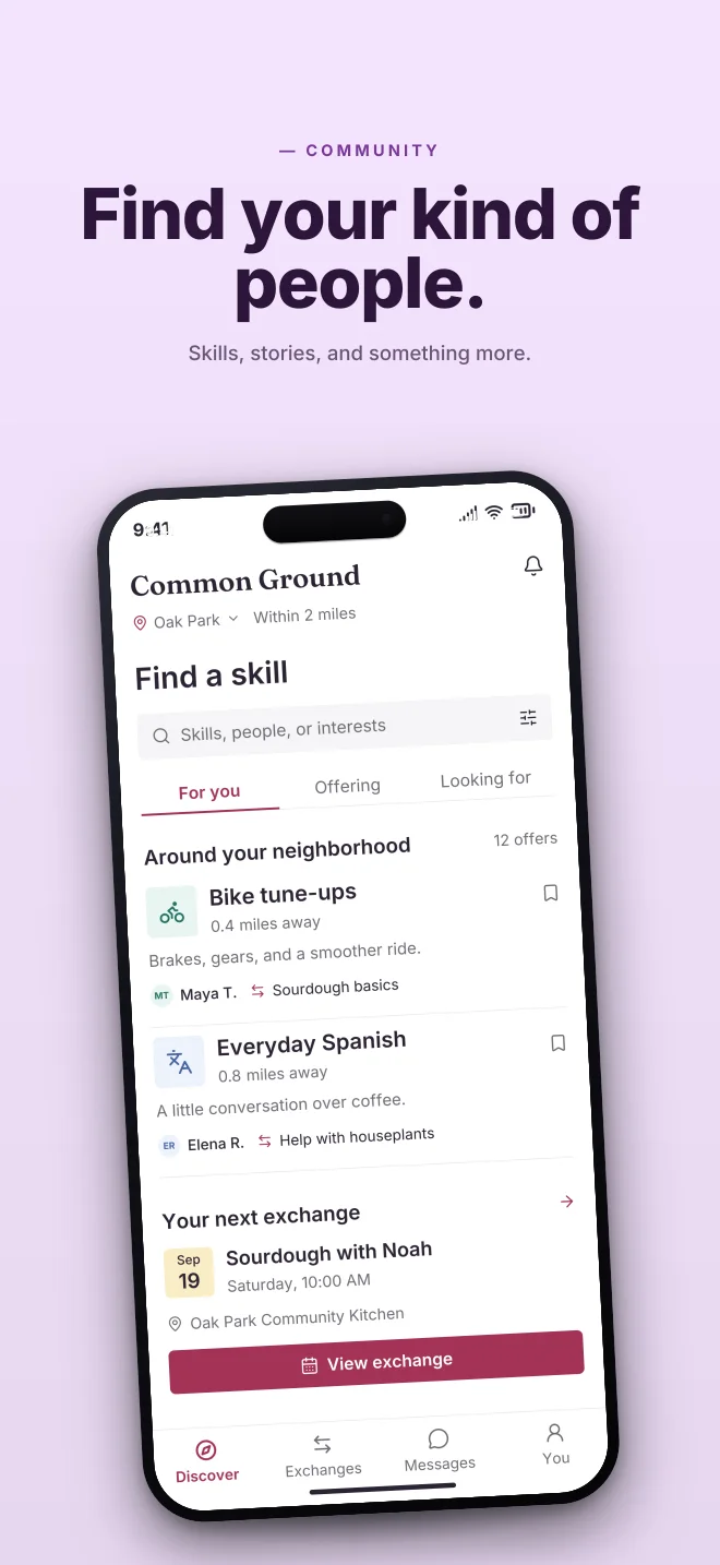 Orchid palette in Hero Lift, a fictional community app screenshot example