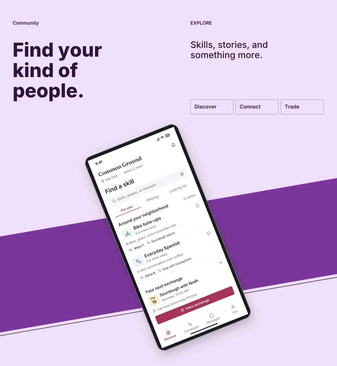 Orchid palette in Panoramic Pair, a fictional community app screenshot example