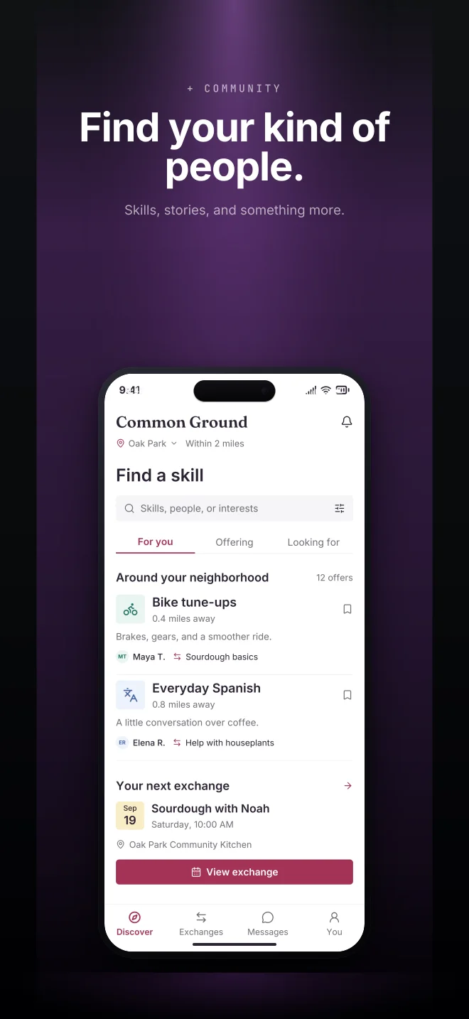 Orchid palette in Spotlight Vault, a fictional community app screenshot example
